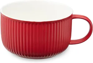 Sheffield Home 38Oz Stoneware Soup Bowl with Handle - 6 Inch Dishwasher & Microwave Safe Extra Large Soup Bowls - Soup Mug Great for Cereal, Oatmeal, Gumbo & Salad (Red)