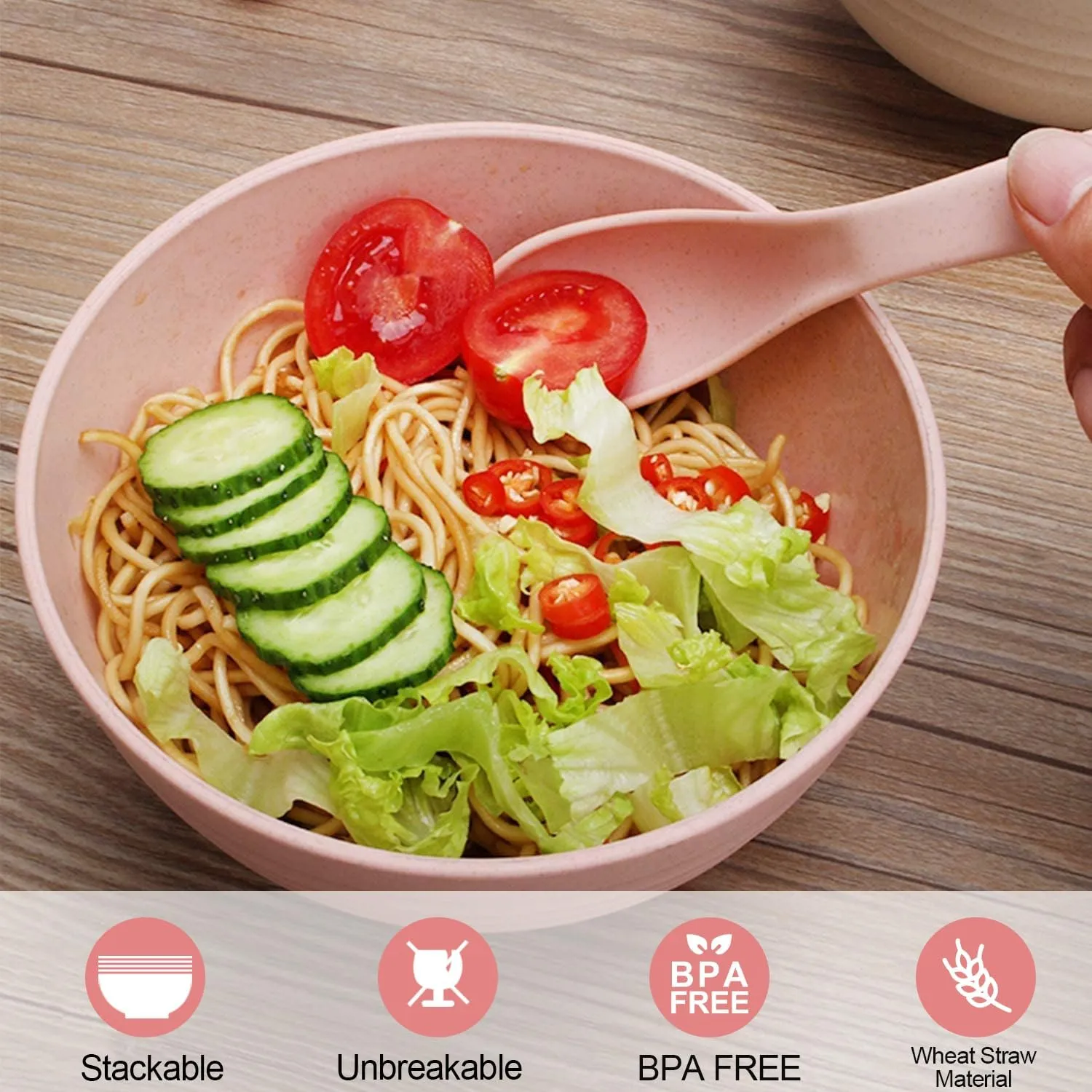 shopwithgreen Wheat Straw Cereal Bowls with Dust-Proof Lid, Resuable Bowls for Kitchen, Set of 4, Microwave and Dishwasher Safe, for Soup, Oatmeal, Ramen, RV, Camping, Kids, College Dorm Room, 26 OZ