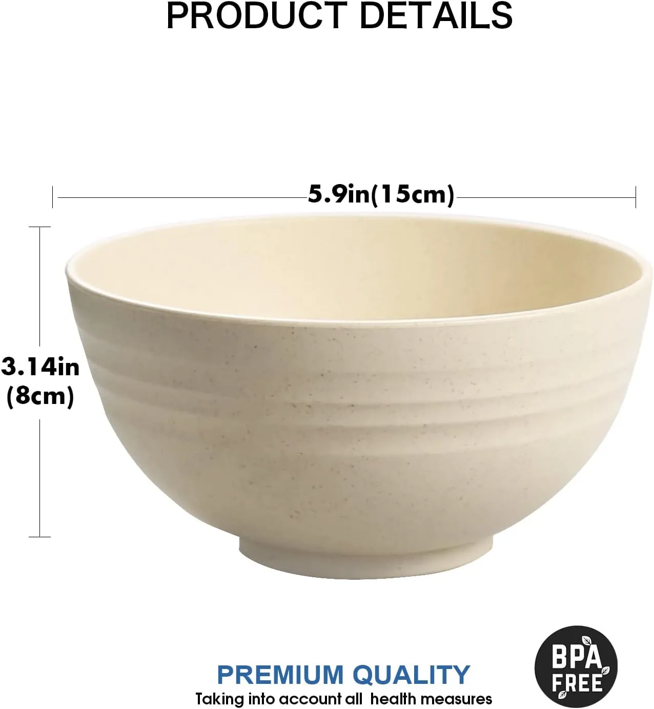 Shopwithgreen Wheat Straw Cereal Bowls with Dust-Proof Lid, Reusable Bowls for Kitchen, Set of 4, Microwave and Dishwasher Safe, for Soup, Oatmeal, Ramen, RV, Camping,College Dorm Room, 26 OZ, Coastal