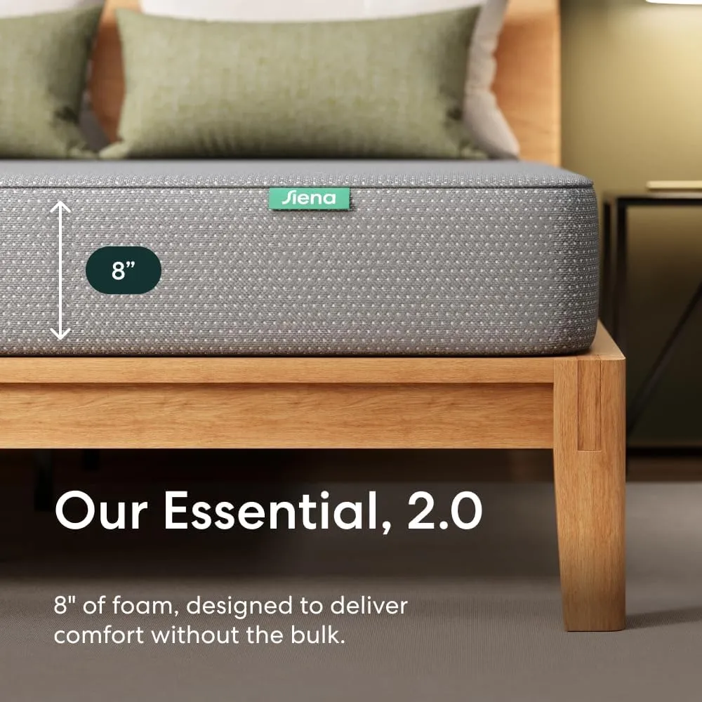 Siena 8” Full Gel Memory Foam Mattress - Medium Firm - 180 Night Trial - Premium Pressure-Relieving Layers - 10 Year Warranty - Mattress in a Box - CertiPUR-US Certified