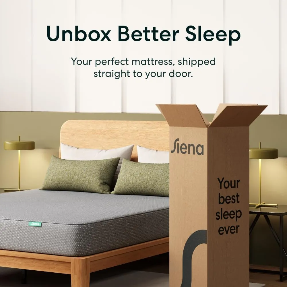 Siena 8” Full Gel Memory Foam Mattress - Medium Firm - 180 Night Trial - Premium Pressure-Relieving Layers - 10 Year Warranty - Mattress in a Box - CertiPUR-US Certified