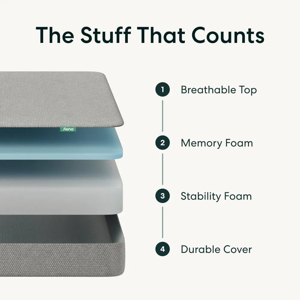 Siena 8” Full Gel Memory Foam Mattress - Medium Firm - 180 Night Trial - Premium Pressure-Relieving Layers - 10 Year Warranty - Mattress in a Box - CertiPUR-US Certified