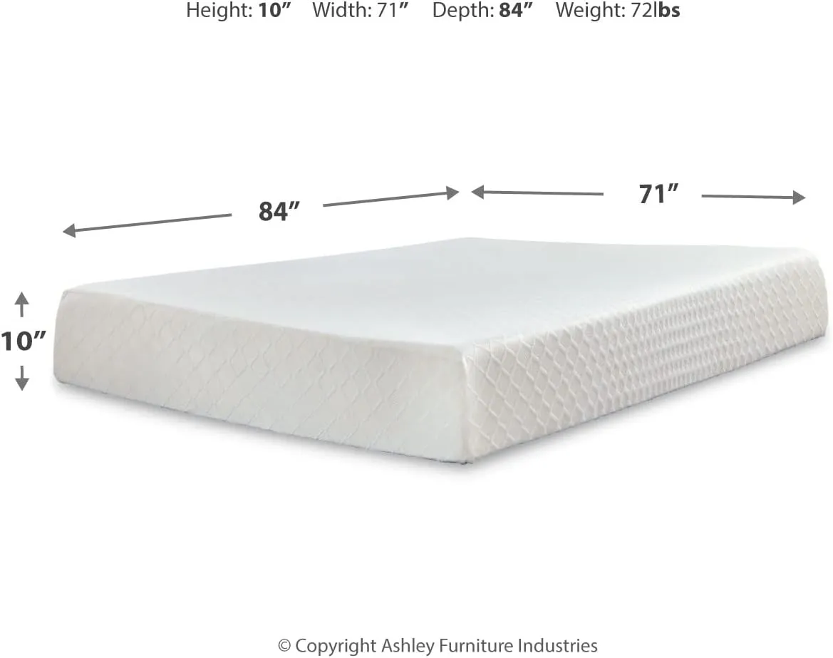 Signature Design by Ashley California King Size Chime 10 Inch Medium Firm Memory Foam Mattress with Green Tea & Charcoal Gel for Pressure Relief
