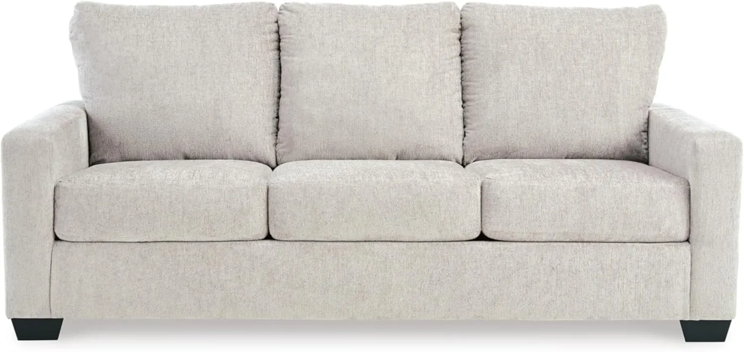 Signature Design by Ashley Rannis Coastal 2-in-1 Sofa Sleeper with Folding Gel Memory Foam Mattress, Queen, White