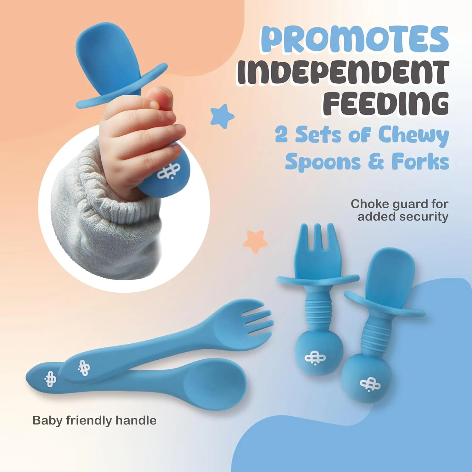 Silicone Baby Feeding Set - Infant Tableware for First Foods & Baby, Led Weaning (0  Months), Easy to Clean, Durable, Perfect for Baby Boy or Girl, Solid Feeding - Blue - Deluxe