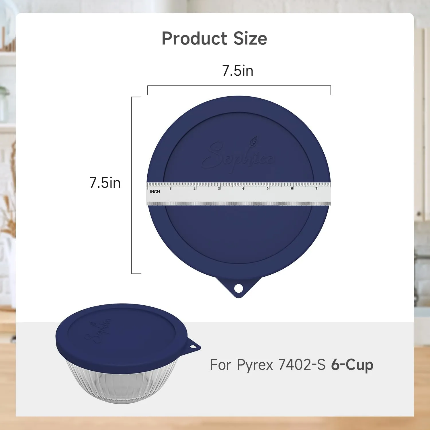 Silicone Replacement Lids for Pyrex Sculpted Glass Mixing Bowls（Lids For 7402-s 1.3Qt）
