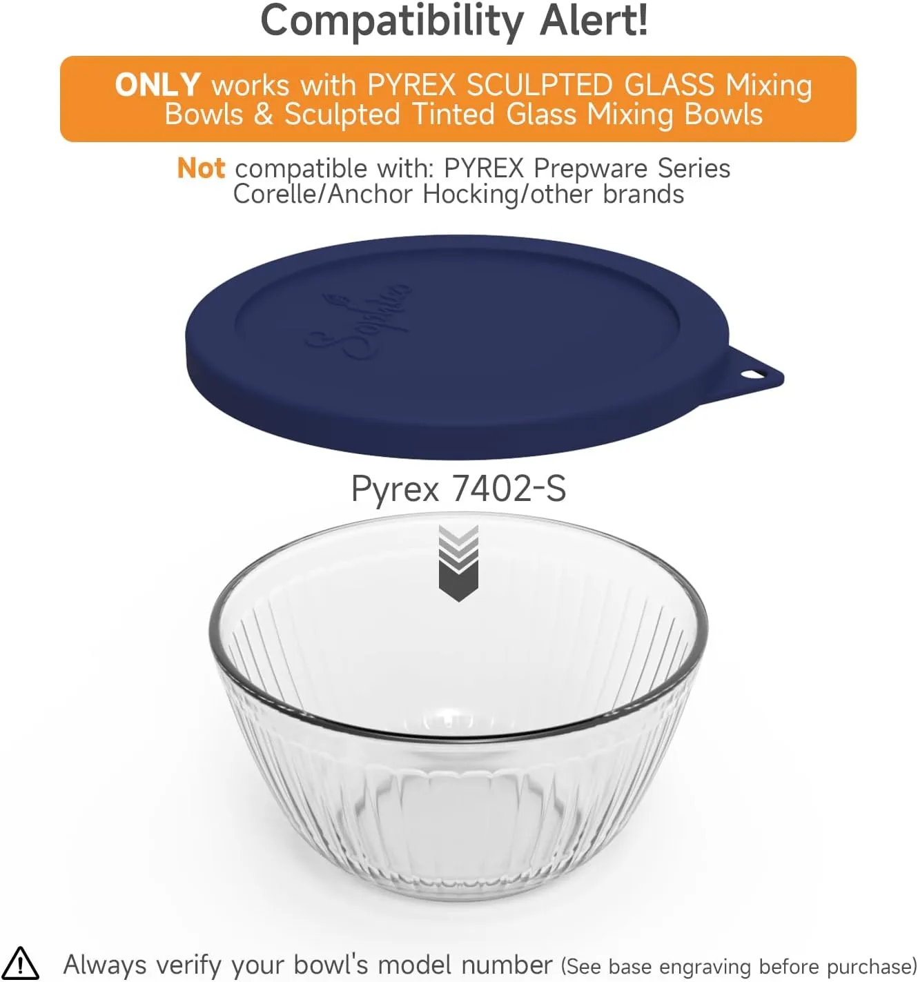 Silicone Replacement Lids for Pyrex Sculpted Glass Mixing Bowls（Lids For 7402-s 1.3Qt）