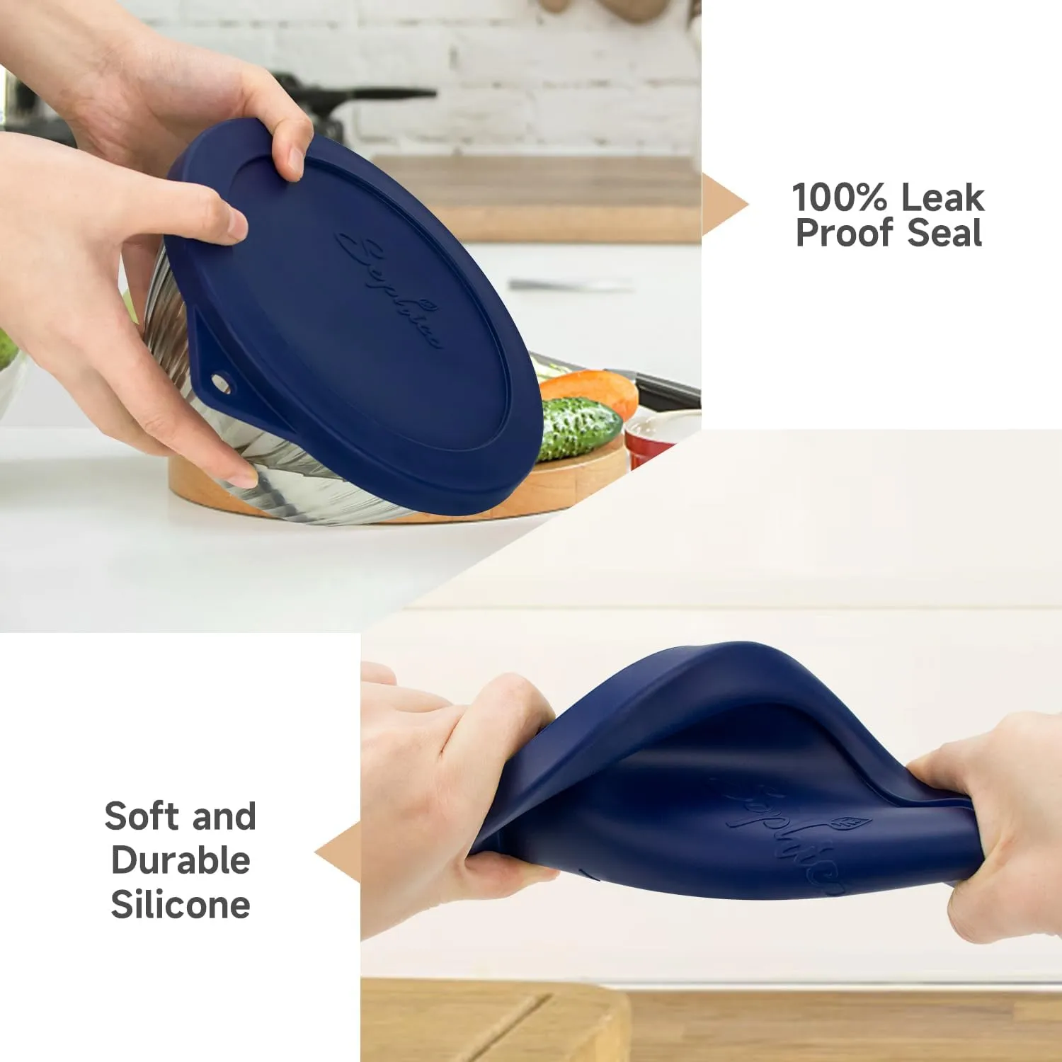 Silicone Replacement Lids for Pyrex Sculpted Glass Mixing Bowls（Lids For 7402-s 1.3Qt）