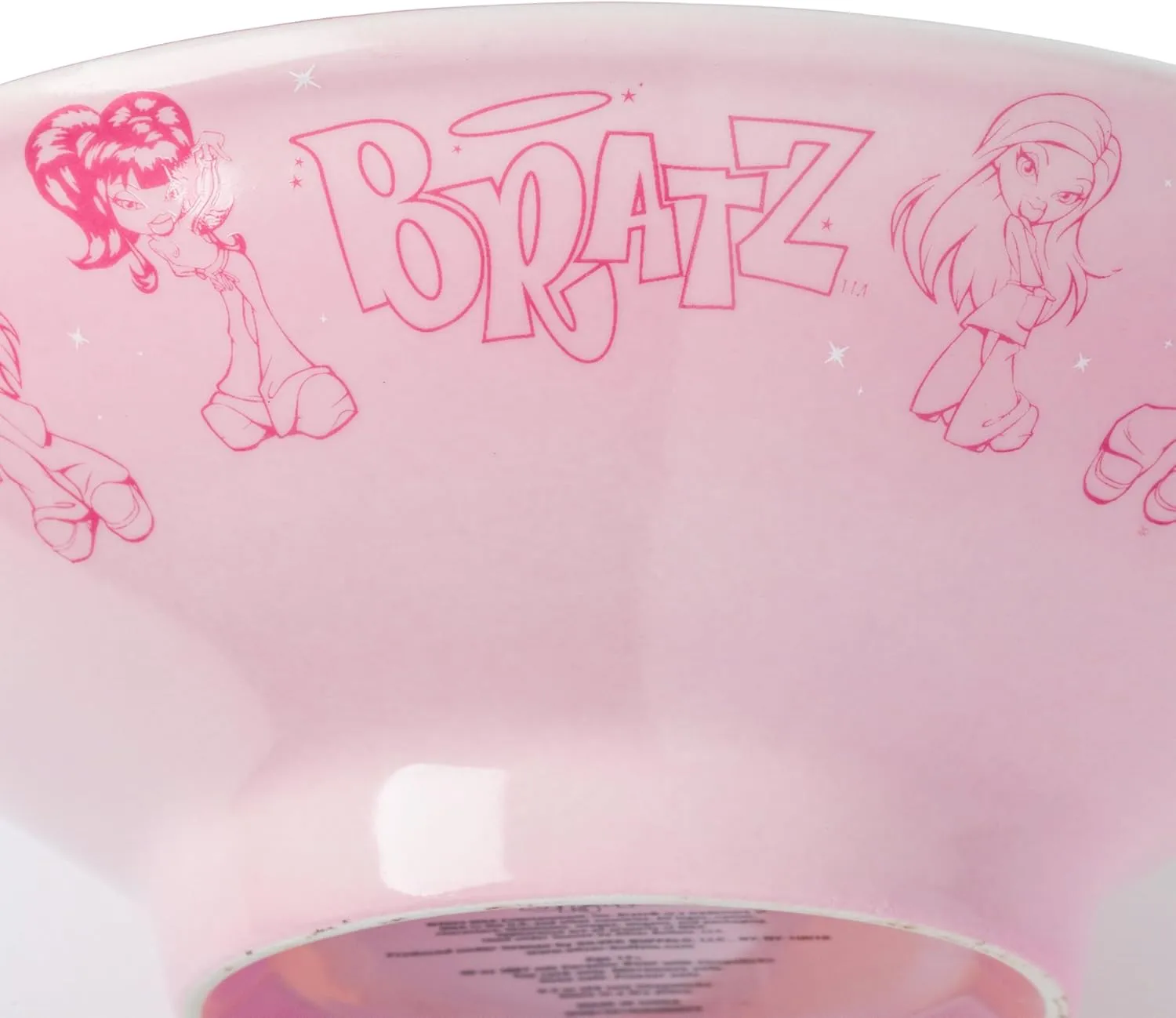 Silver Buffalo Bratz Featuring Cloe, Yasmin, Jade, and Sasha Ceramic Ramen Noodle Rice Bowl with Chopsticks, Microwave Safe, 30 Ounces