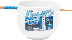 Silver Buffalo DC Comics Batman Japanese Manga Panels Ceramic Ramen Noodle Rice Bowl with Chopsticks, Microwave Safe, 20 Ounces