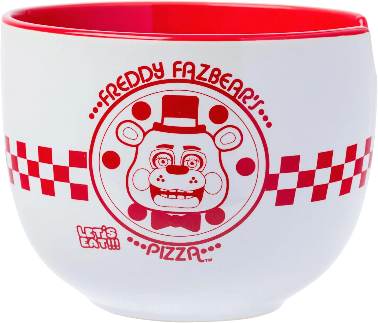 Silver Buffalo Five Nights at Freddy's Freddy Fazbear Pizza Box Ceramic Ramen Noodle Rice Bowl with Chopsticks and Spoon, Microwave Safe, 20 Ounces