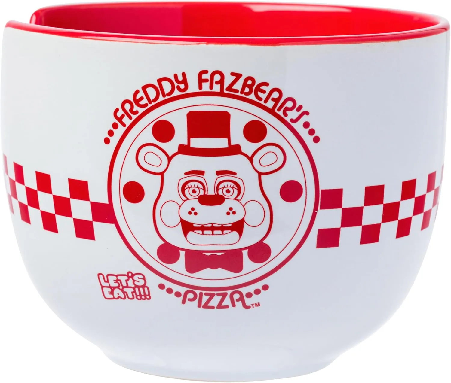 Silver Buffalo Five Nights at Freddy's Freddy Fazbear Pizza Box Ceramic Ramen Noodle Rice Bowl with Chopsticks and Spoon, Microwave Safe, 20 Ounces