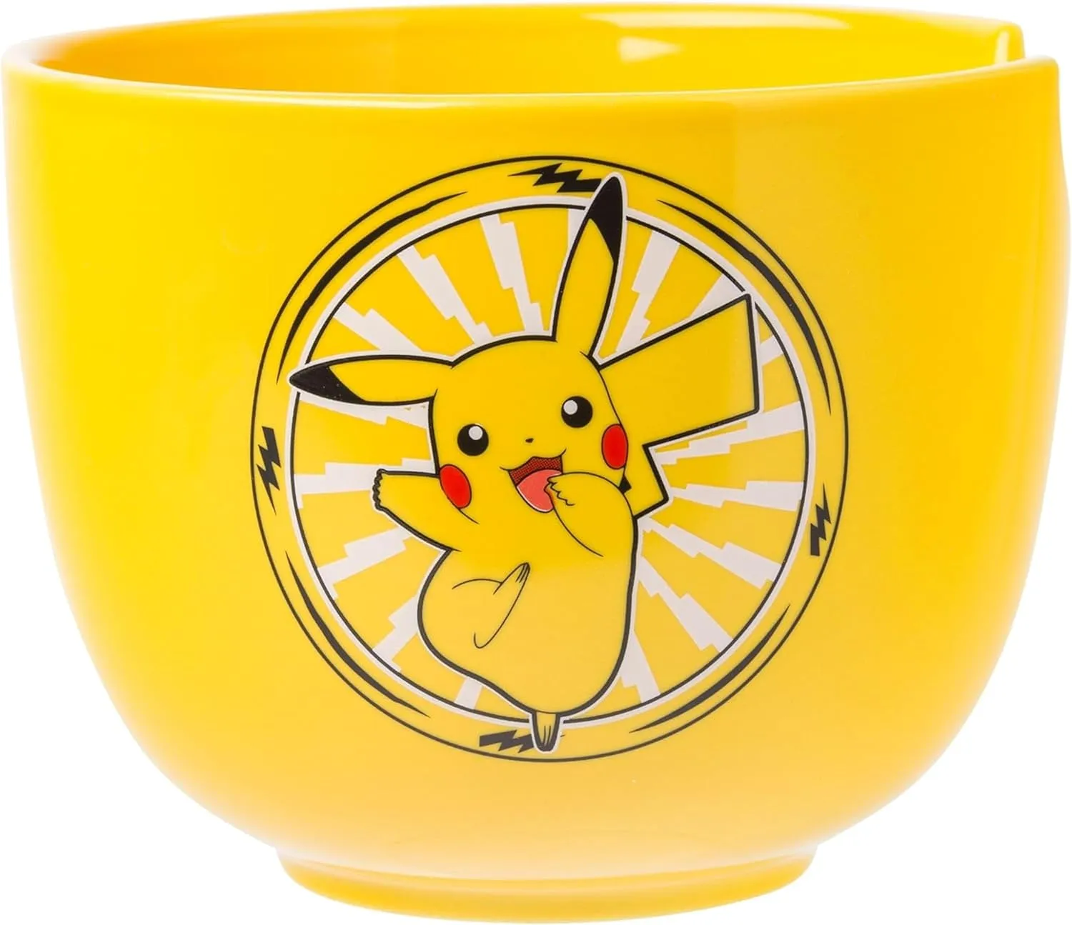 Silver Buffalo Pokemon Pikachu Electric Ceramic Ramen Noodle Rice Bowl with Chopsticks and Spoon, Microwave Safe, 20 Ounces