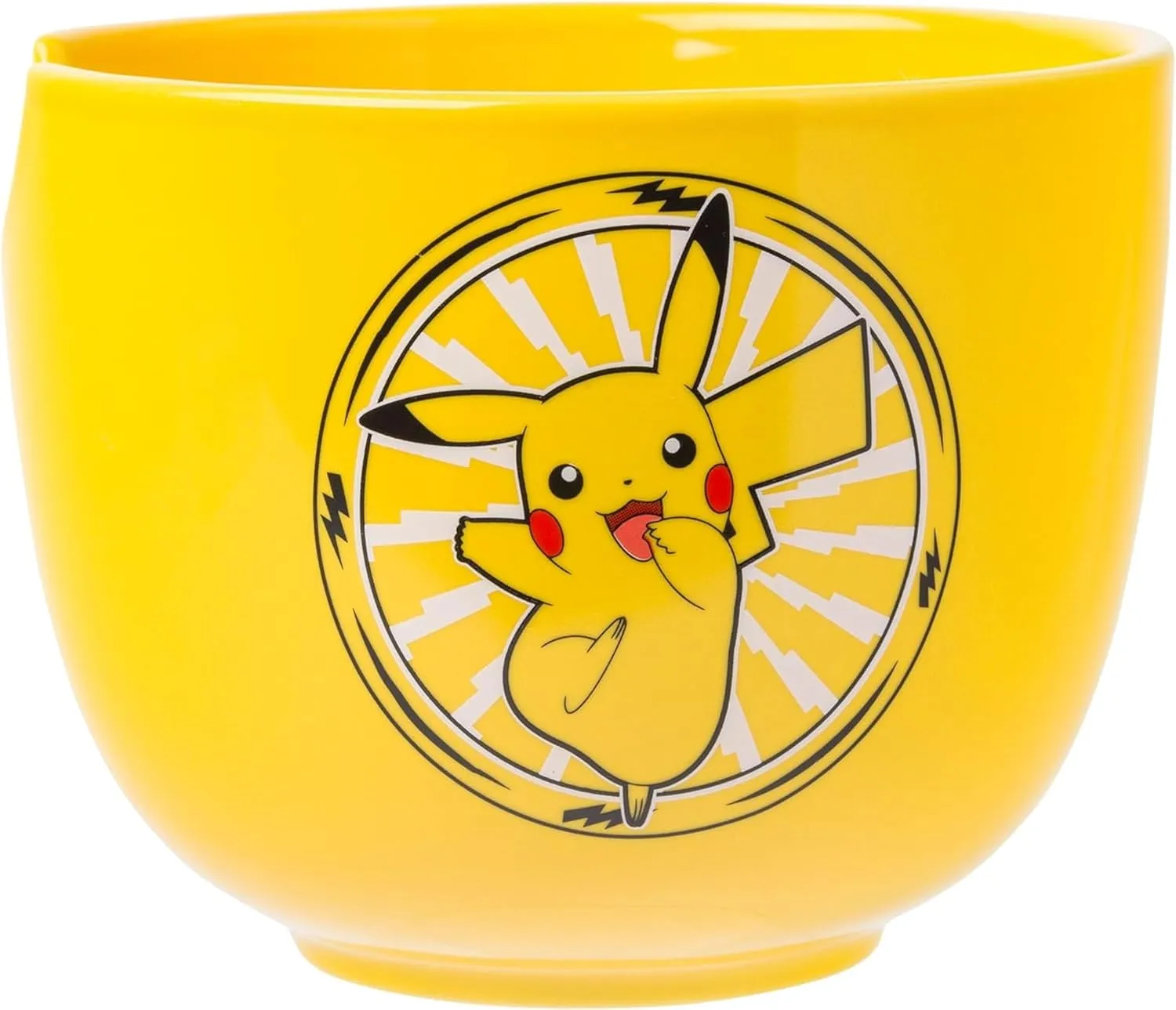 Silver Buffalo Pokemon Pikachu Electric Ceramic Ramen Noodle Rice Bowl with Chopsticks and Spoon, Microwave Safe, 20 Ounces