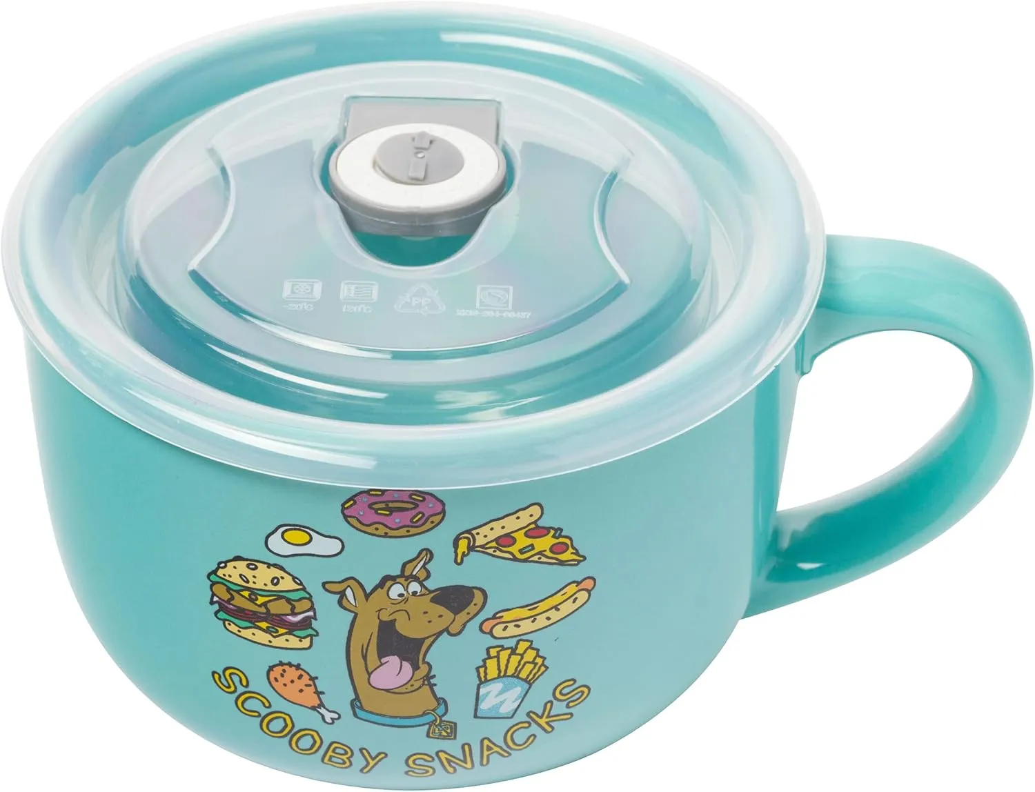 Silver Buffalo Scooby Doo Scooby Snacks Ceramic Soup Mug with Vented Plastic Lid, 24 Ounces