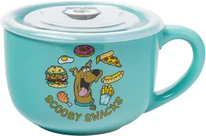 Silver Buffalo Scooby Doo Scooby Snacks Ceramic Soup Mug with Vented Plastic Lid, 24 Ounces