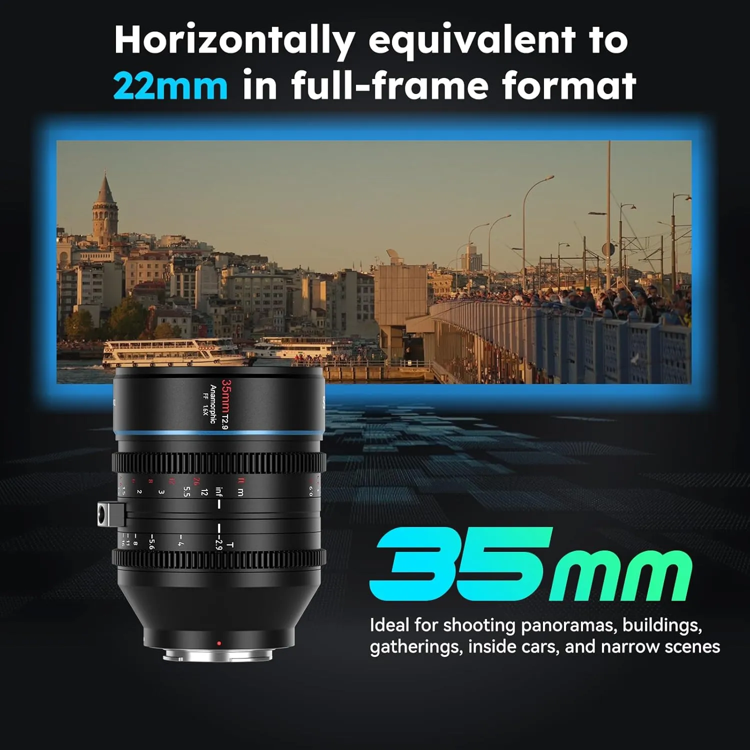 SIRUI 35mm T2.9 1.6X Full-Frame Anamorphic Lens Cinema Lens (E Mount)
