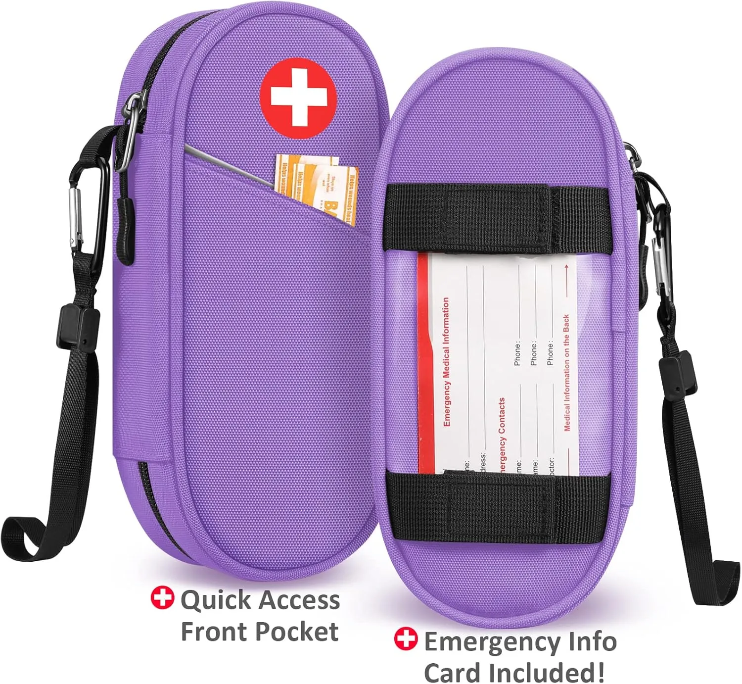 SITHON EpiPen Medical Carrying Case Insulated, Travel Medication Organizer Bag Emergency Medical Pouch Holds 2 EpiPens, Asthma Inhaler, Anti-Histamine, Auvi-Q, Allergy Medicine Essentials, Violet