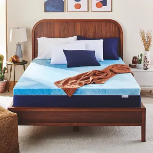 Sleep Innovations 3 Inch Cooling Gel Infused Memory Foam Mattress Topper, Queen Size, Cool Comfort, Medium Support