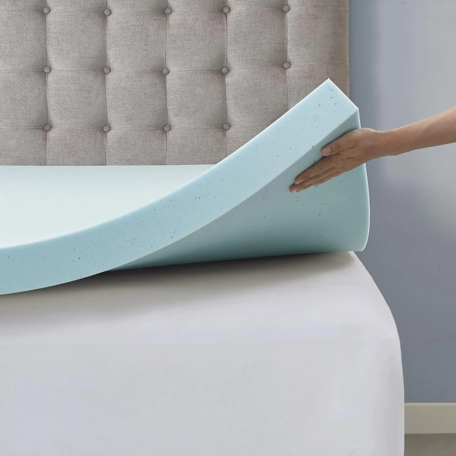 Sleep Philosophy Gel Infused Memory Foam Mattress Topper Luxurious All Season Enhanced Bed Support, King(3" Thick), Removable Cooling Cover