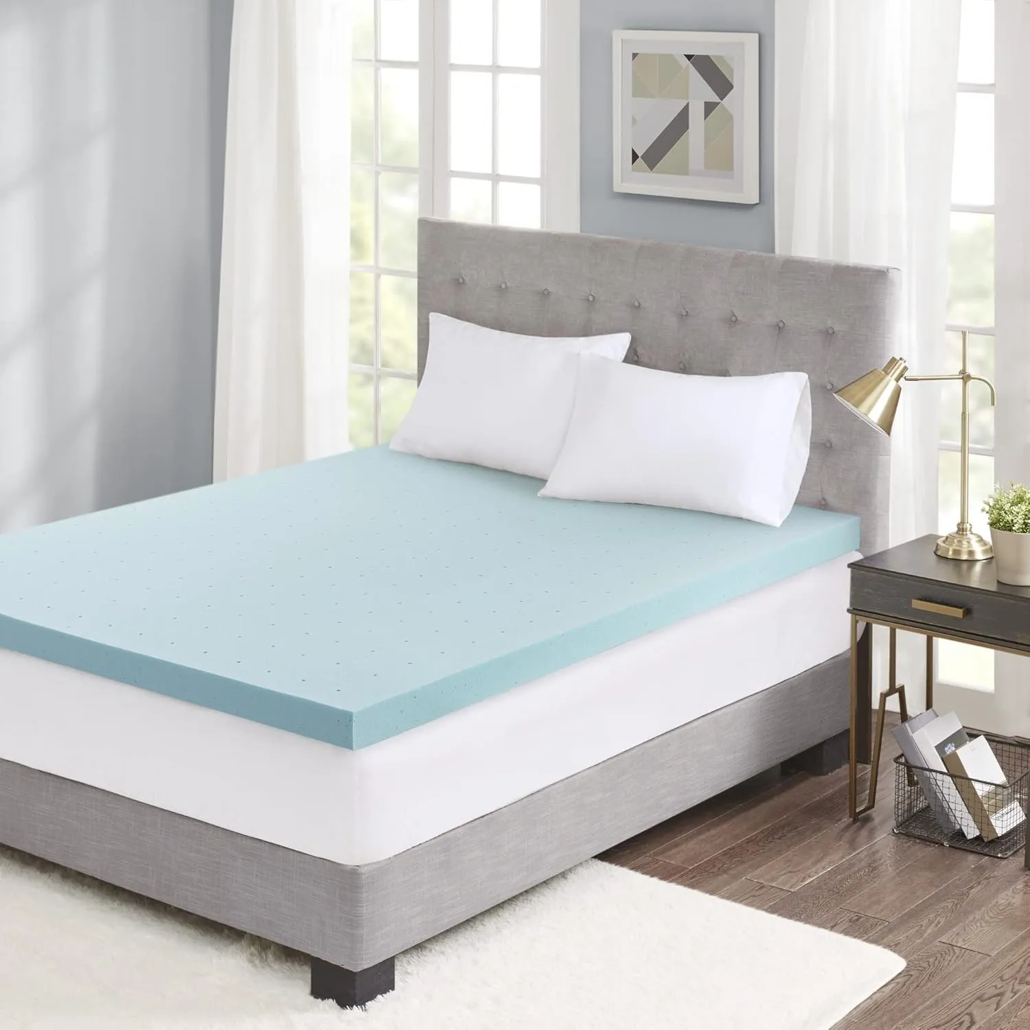 Sleep Philosophy Gel Infused Memory Foam Mattress Topper Luxurious All Season Enhanced Bed Support, King(3" Thick), Removable Cooling Cover