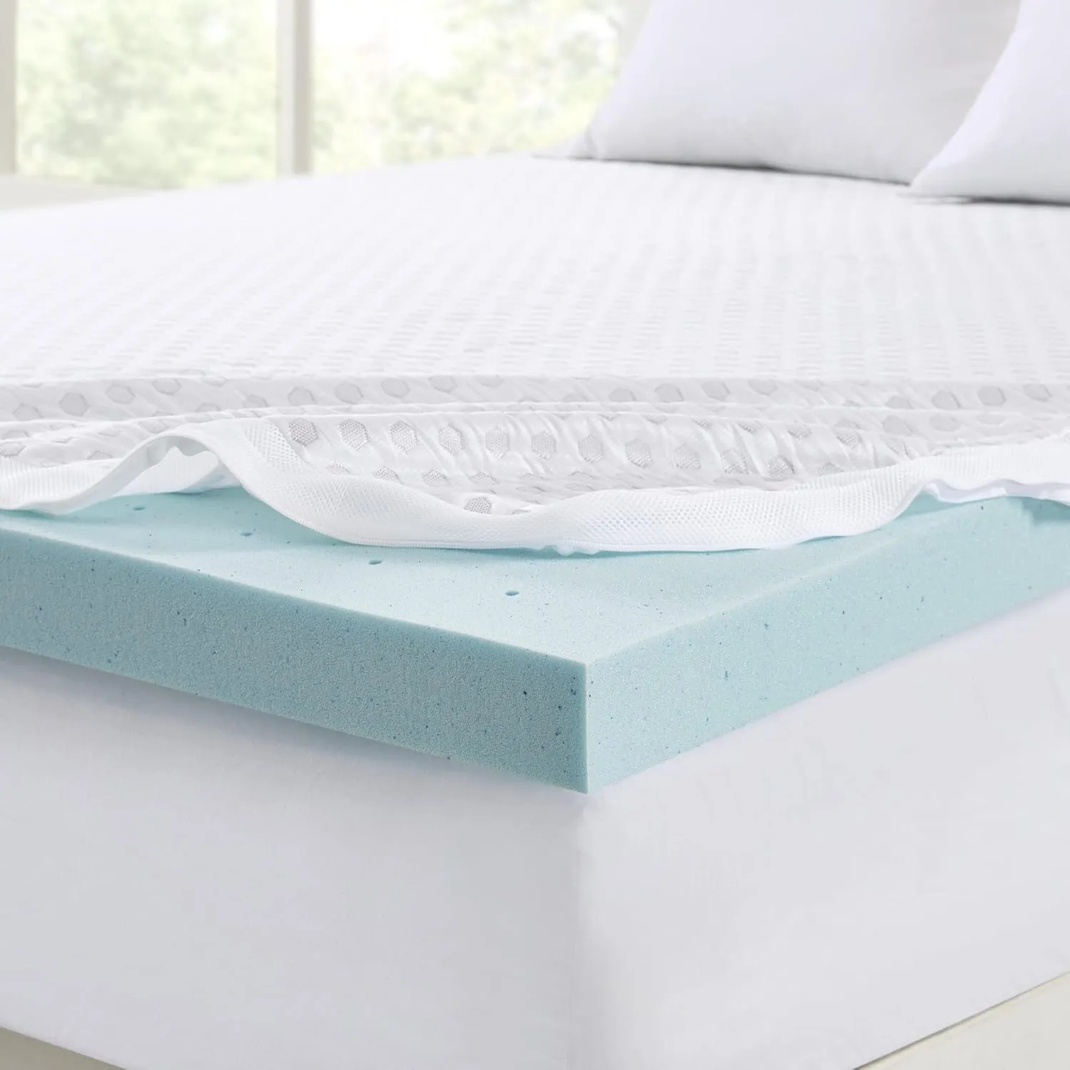 Sleep Philosophy Gel Infused Memory Foam Mattress Topper Luxurious All Season Enhanced Bed Support, King(3" Thick), Removable Cooling Cover