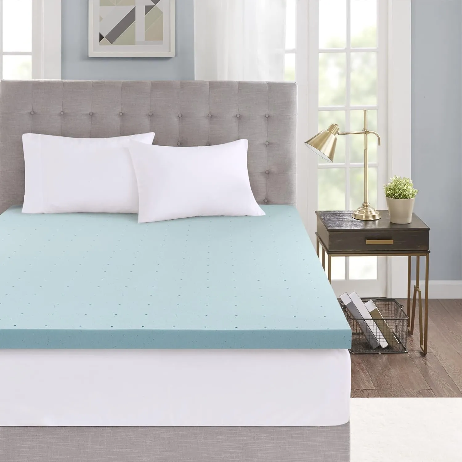 Sleep Philosophy Gel Infused Memory Foam Mattress Topper Luxurious All Season Enhanced Bed Support, King(3" Thick), Removable Cooling Cover
