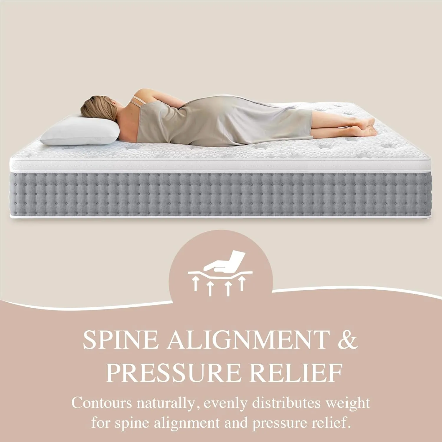 Sleepmax Queen Mattress 14 Inch - Hotel-Collection Hybrid Mattress Pain Relief - Deep Sleep Mattress Extra Lumbar & Hip Support - 365-Night Trial, Fiberglass-Free Bed in a Box, CertiPUR-US Certified