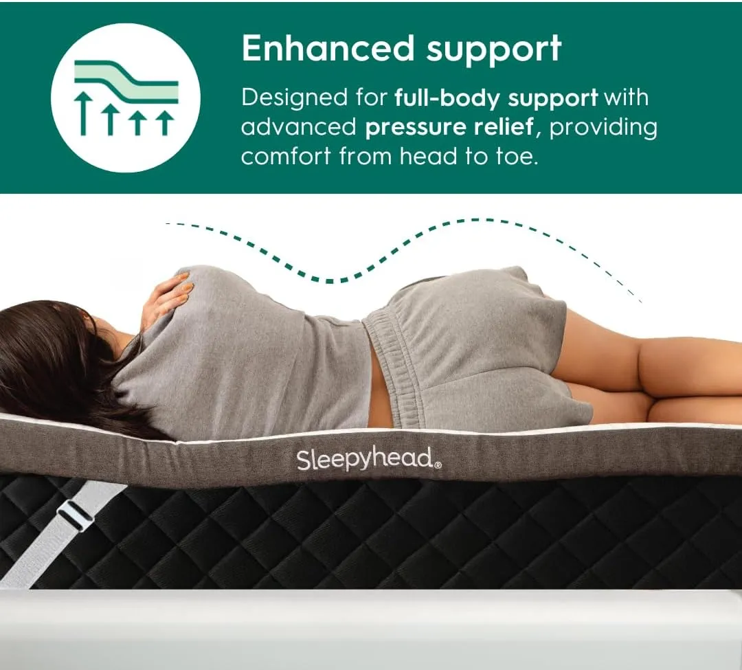 Sleepyhead Queen 3 Inch Luxury Copper Mattress Topper, Memory Foam Mattress Pad, Washable Cover, Thick, Cool & Comfortable Bedding, (60x80 inches)