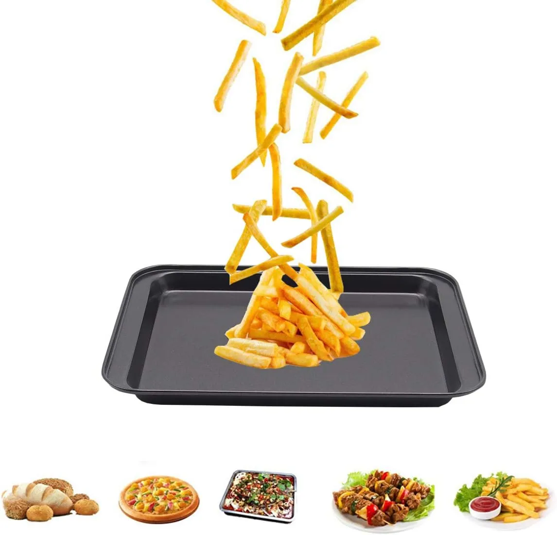 Small Baking Sheet Nonstick 9.45 X 7.09 Inch (Inner 7.5x6), 8 Inch Mini Cookie Tray Toaster Conventional Oven Pan No Warp No Rust Magnetic Bakeware for 1 to 2 person 2 Pack