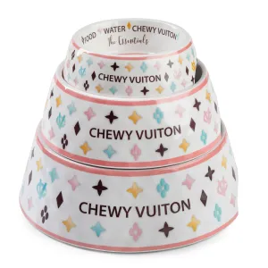 SMALL WHITE CHEWY VUITON BOWL