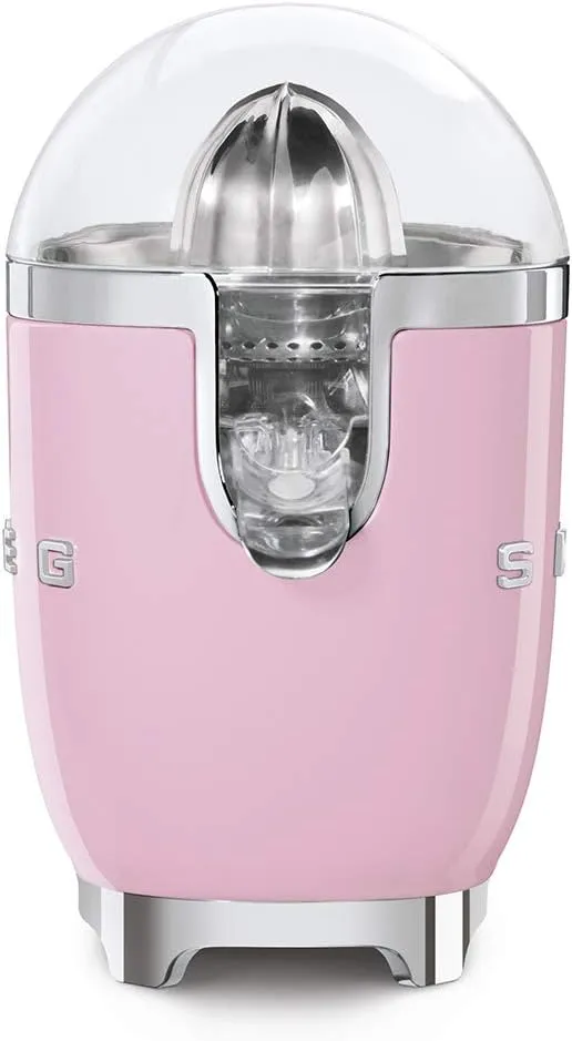 SMEG 50's Retro Style Citrus Juicer with Drip Free Spout, Automatic Activation, and Efficient Straining, Pink CFJ11PKUS
