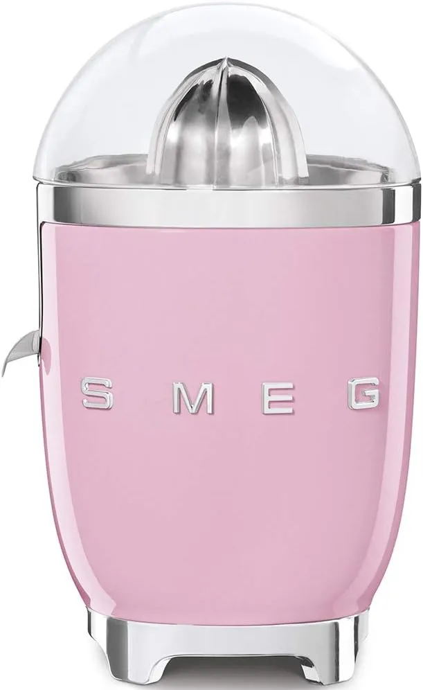 SMEG 50's Retro Style Citrus Juicer with Drip Free Spout, Automatic Activation, and Efficient Straining, Pink CFJ11PKUS
