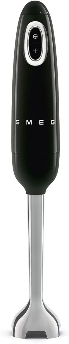SMEG Hand Blender & Food Processor Bundle – HBF03 with HBFP11 Attachment – Retro Style, 350W Motor, Variable Speed, Tritan™ Renew Bowl, 5-in-1 Functionality, Black