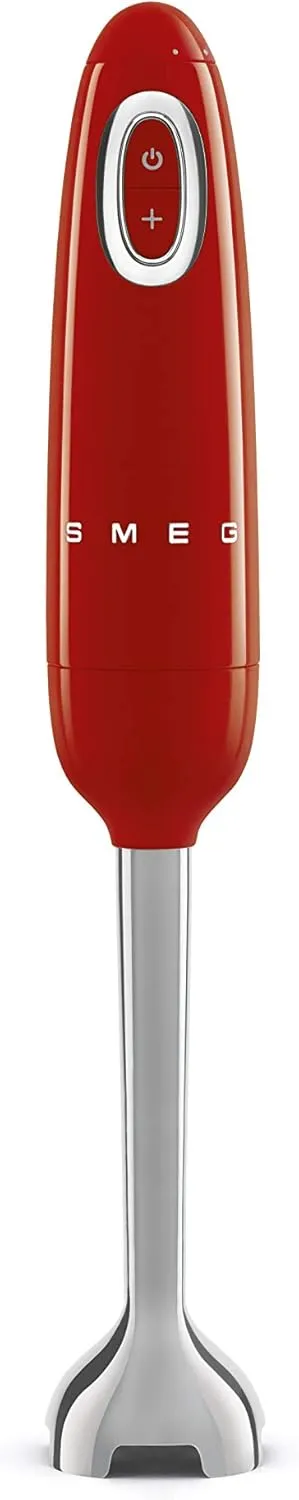 SMEG Hand Blender & Food Processor Bundle – HBF03 with HBFP11 Attachment – Retro Style, 350W Motor, Variable Speed, Tritan™ Renew Bowl, 5-in-1 Functionality, Red