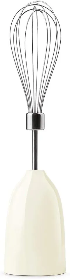 SMEG Handheld Immersion Blender with Beaker, Chopping Bowl w/Lid, Wire Whisk, 5 Speed Controls, made with Stainless Steel Blades and Ergonomic Design (Cream)