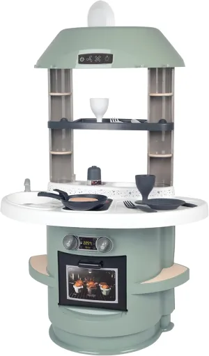 Smoby 7600312700 Nova Children's Kitchen with Contemporary Colours and Design, Includes Oven, Sink, Cooking Area and 13 Accessories, Boys Girls from 18 Months