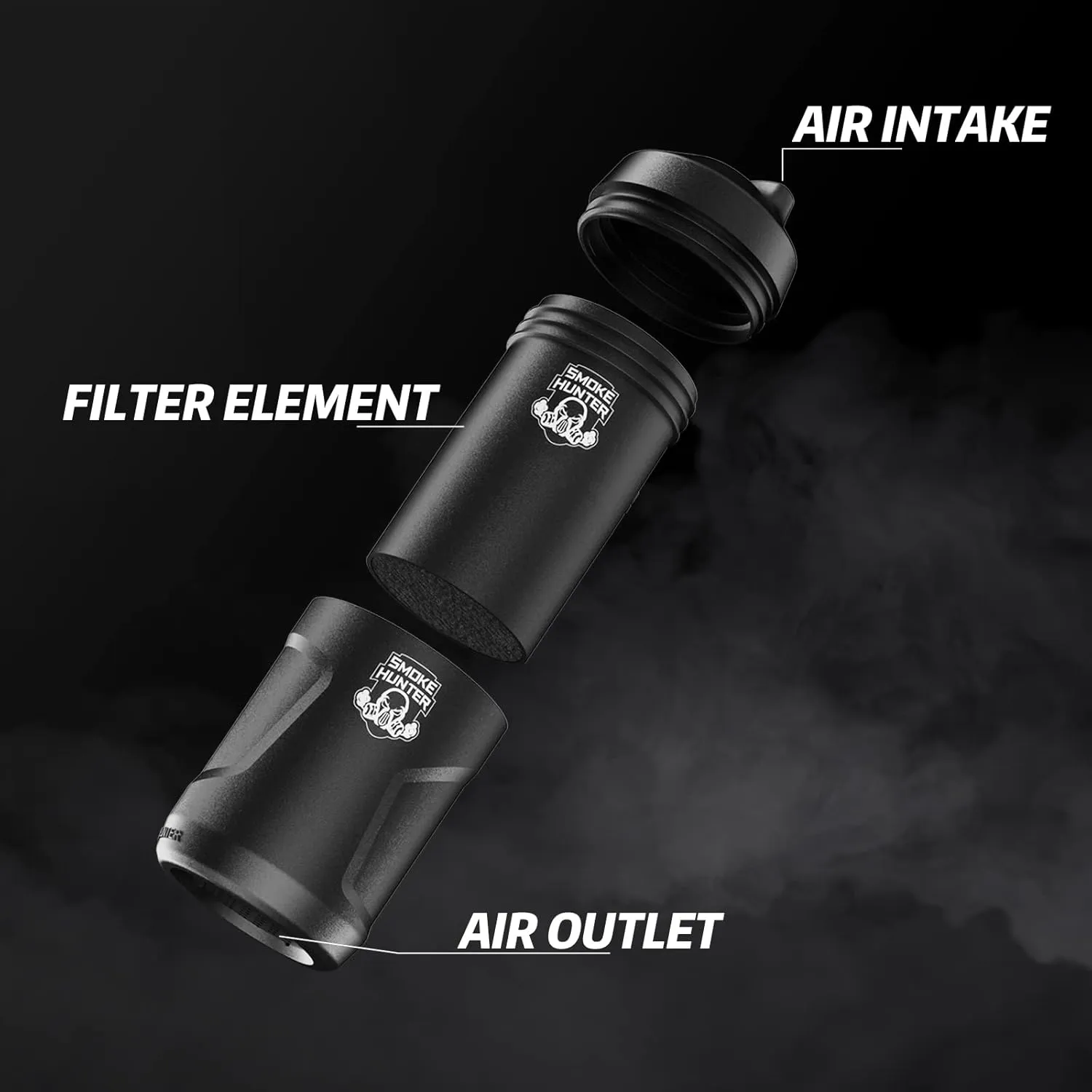 Smoke Hunter 2.0 Personal Smoke Air Filter with Replaceable Filter Element (Black)