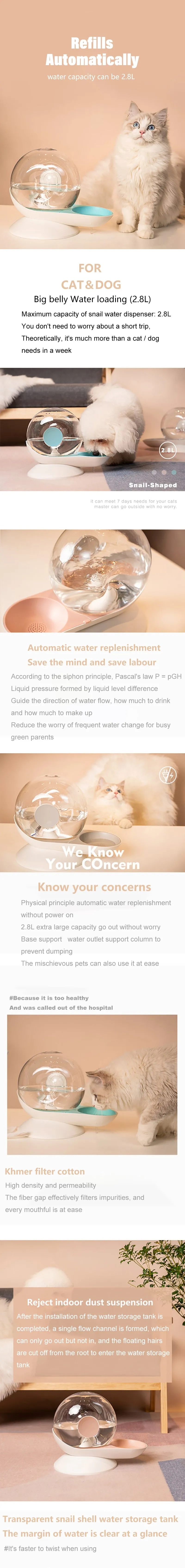 snails water cat fountain