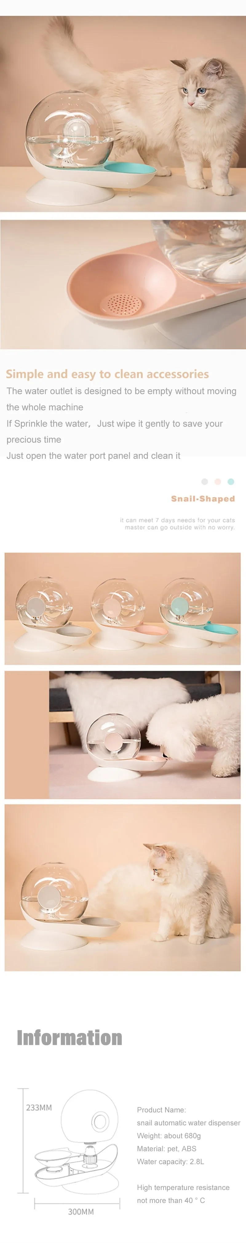 snails water cat fountain