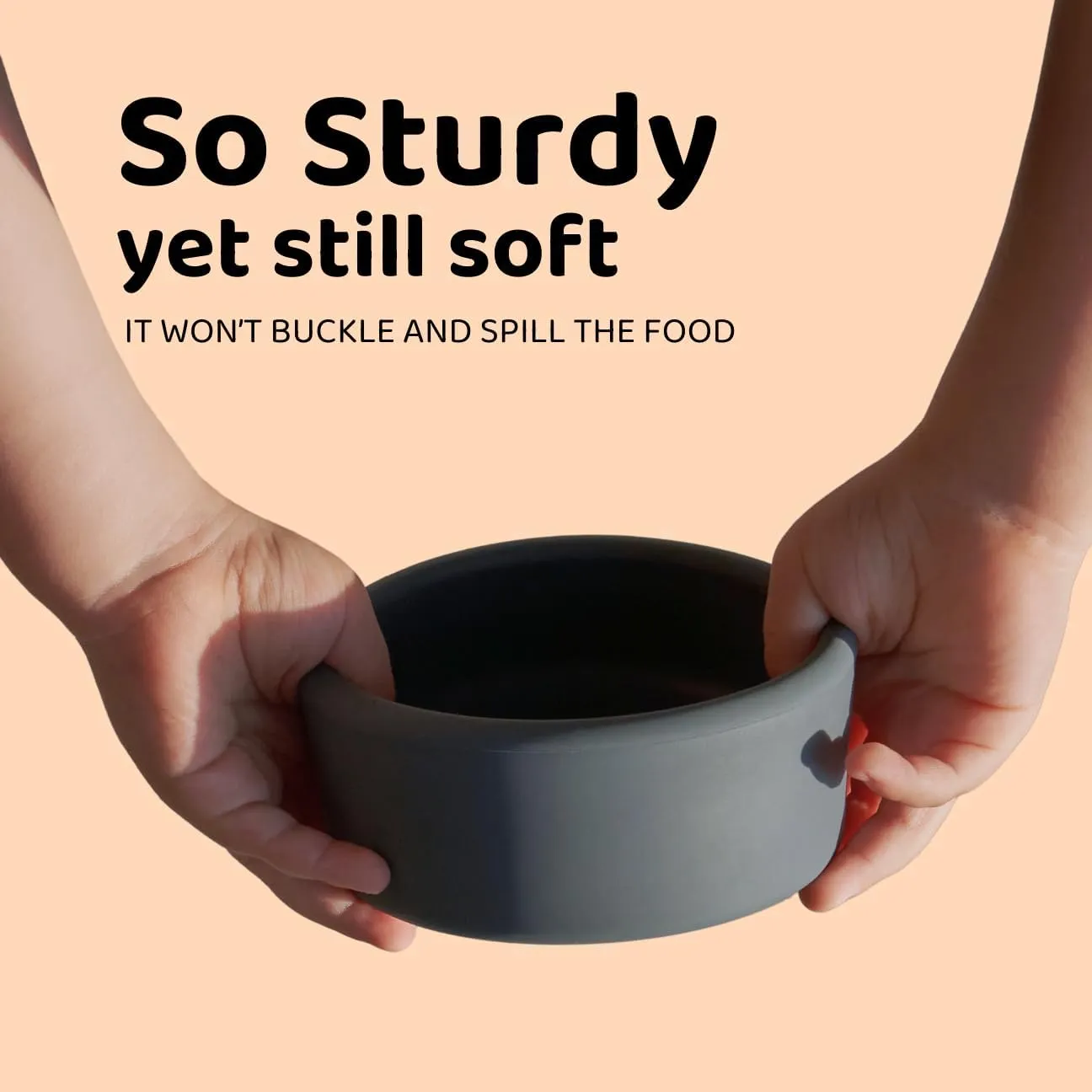 Solid Bowl, Silicone Bowl for Baby, Toddler & Kids, 9 fl oz, Non Slip, Heavy Base, Deep, Microwave & Dishwasher Safe, No BPA, Cereal, Soup, Snack Dishes & Dinnerware, Oat Cream