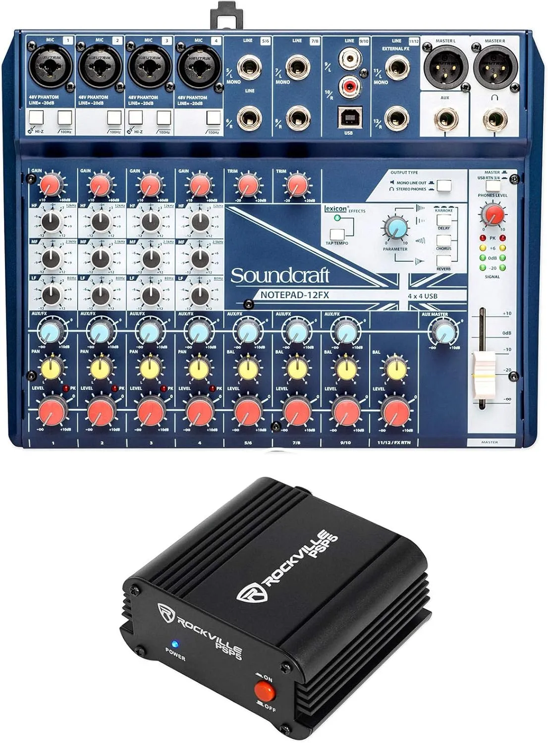 Soundcraft Notepad-12FX 12-Channel Analog Mixer w/ USB I/O Phantom Power Supply