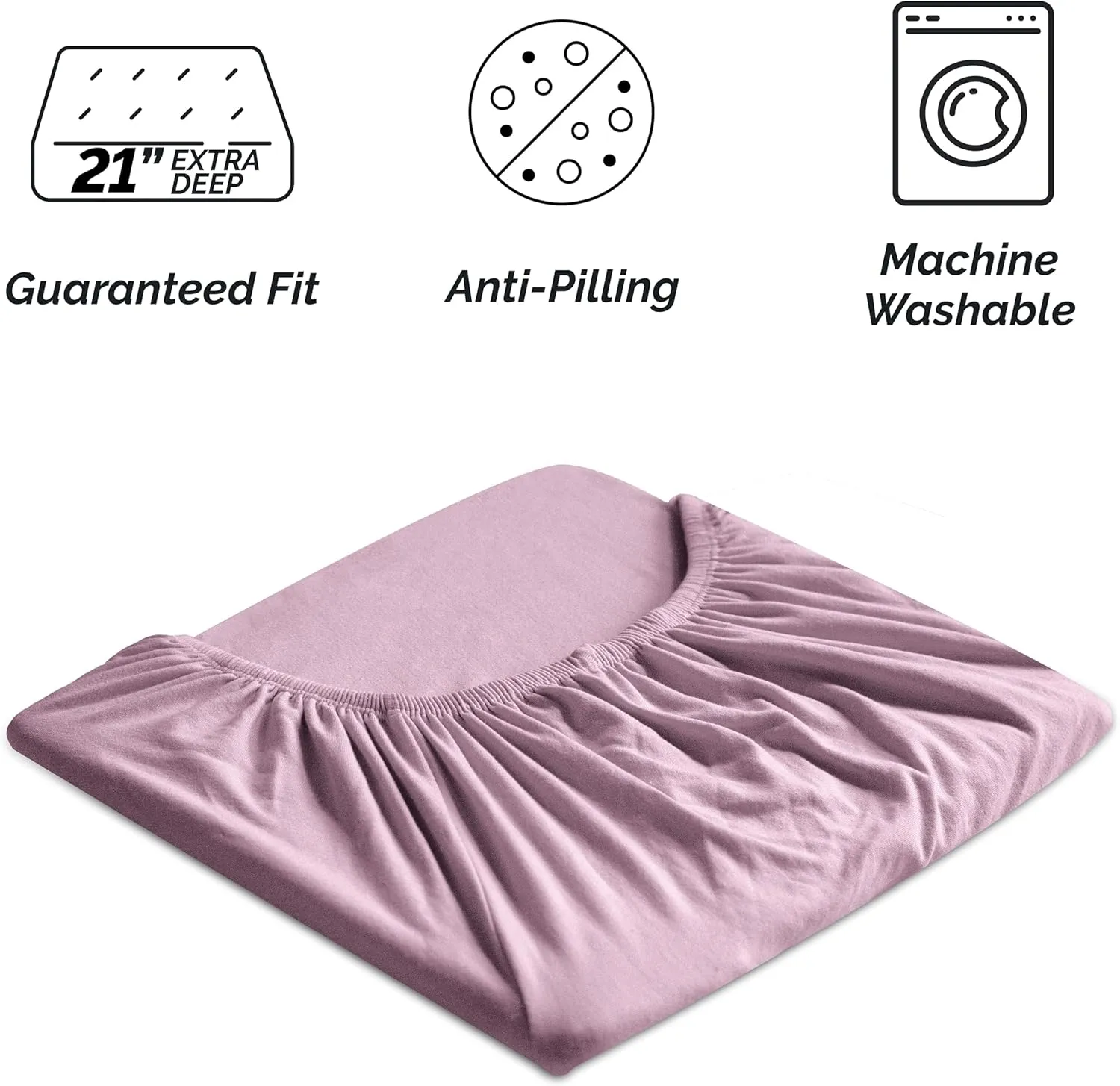 Southshore Fine Living, Inc. Two-Pack Deep Pocket Fitted Sheets, King Size, 21" Deep King Fitted Sheet Only with Extra Depth to Fit Toppers and Deep Mattresses, 2-Pack, Lavender
