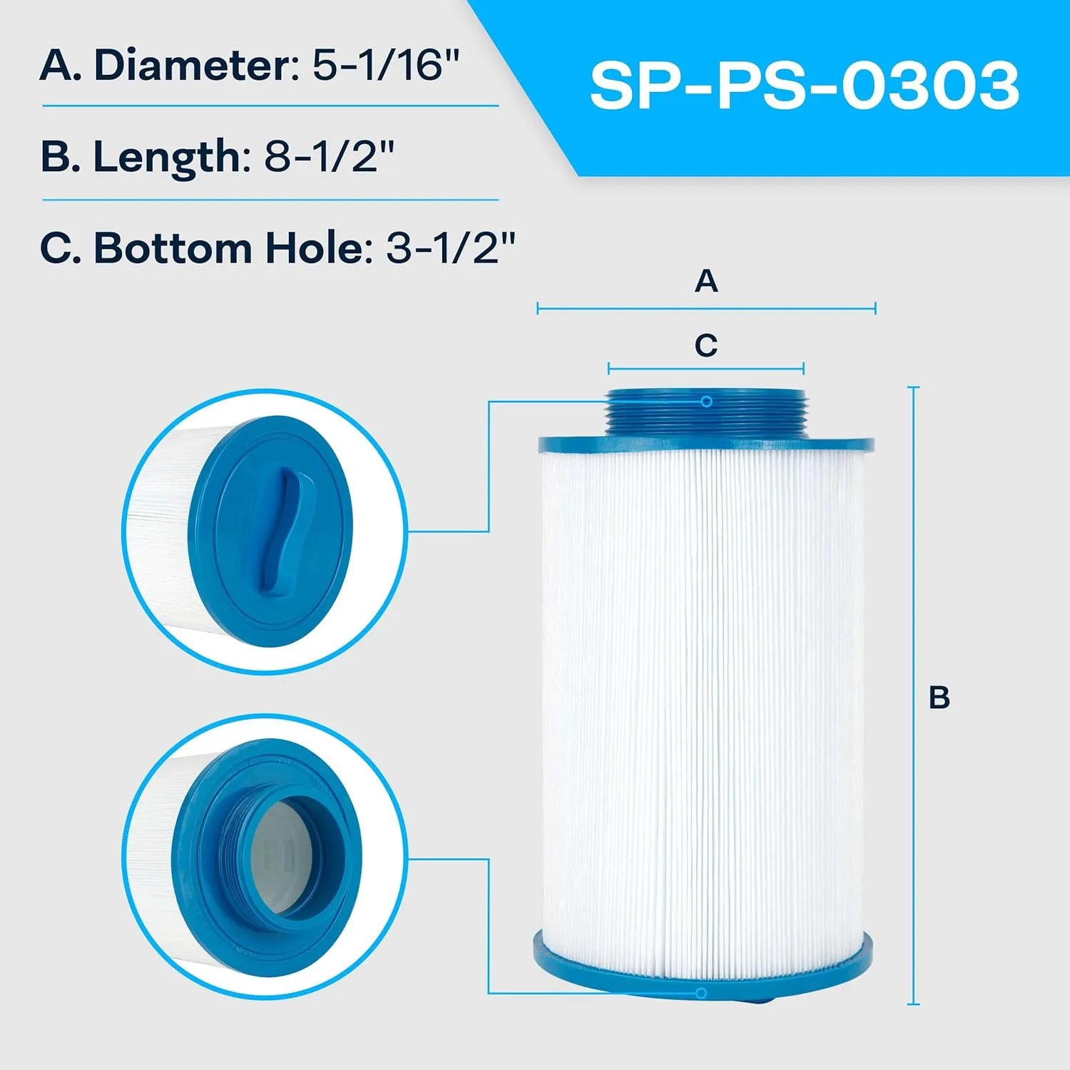 SpiroPure Replacement for Unicel 5CH-203 Pleatco PLAS35 Filbur FC-0303 Hot Tub Spa Pool Filter Replacement Cartridge