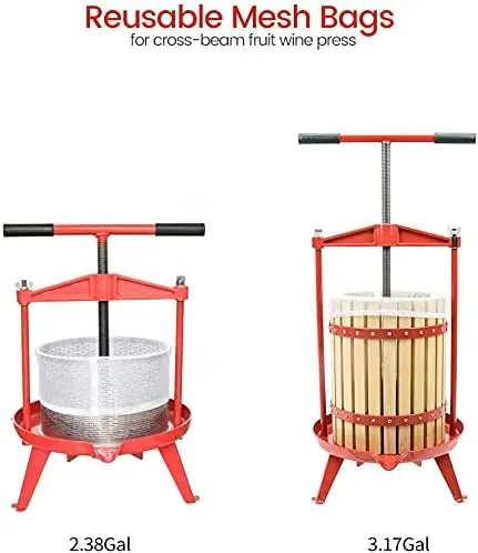 SQUEEZE master Fruit Wine Cider Press - 3.17 Gallons Solid Wood Basket Filter Bag, 2 Pack