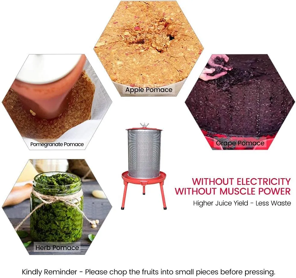 SQUEEZE master Hydraulic Fruit Wine Apple Press -23.8Gallon/90L -Stainless Steel for Wine Cider Making with Filter Bag & Splash Guard