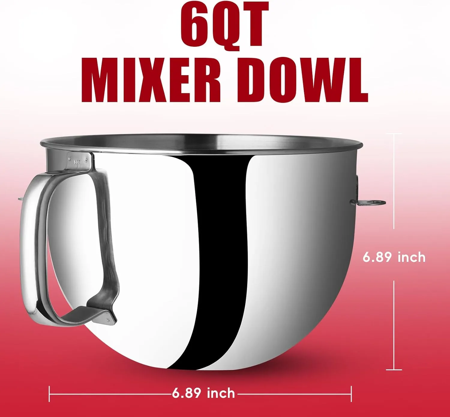Stainless Steel 6 QT Bowl for KitchenAid Lift Stand Mixers - Replacement Bowl Compatible with KitchenAid Stand Mixers