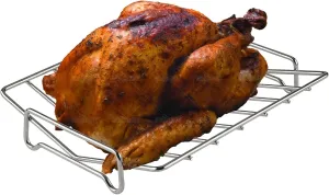 Stainless Steel Turkey Roasting Rack, V-shaped Racks for Smoking and Broiling Chicken, Bird, and Pork Tenderloin. Nonstick Cooking Rack for Roasting Pan. Kamado, Smoker, BGE Accessories, 13×10"
