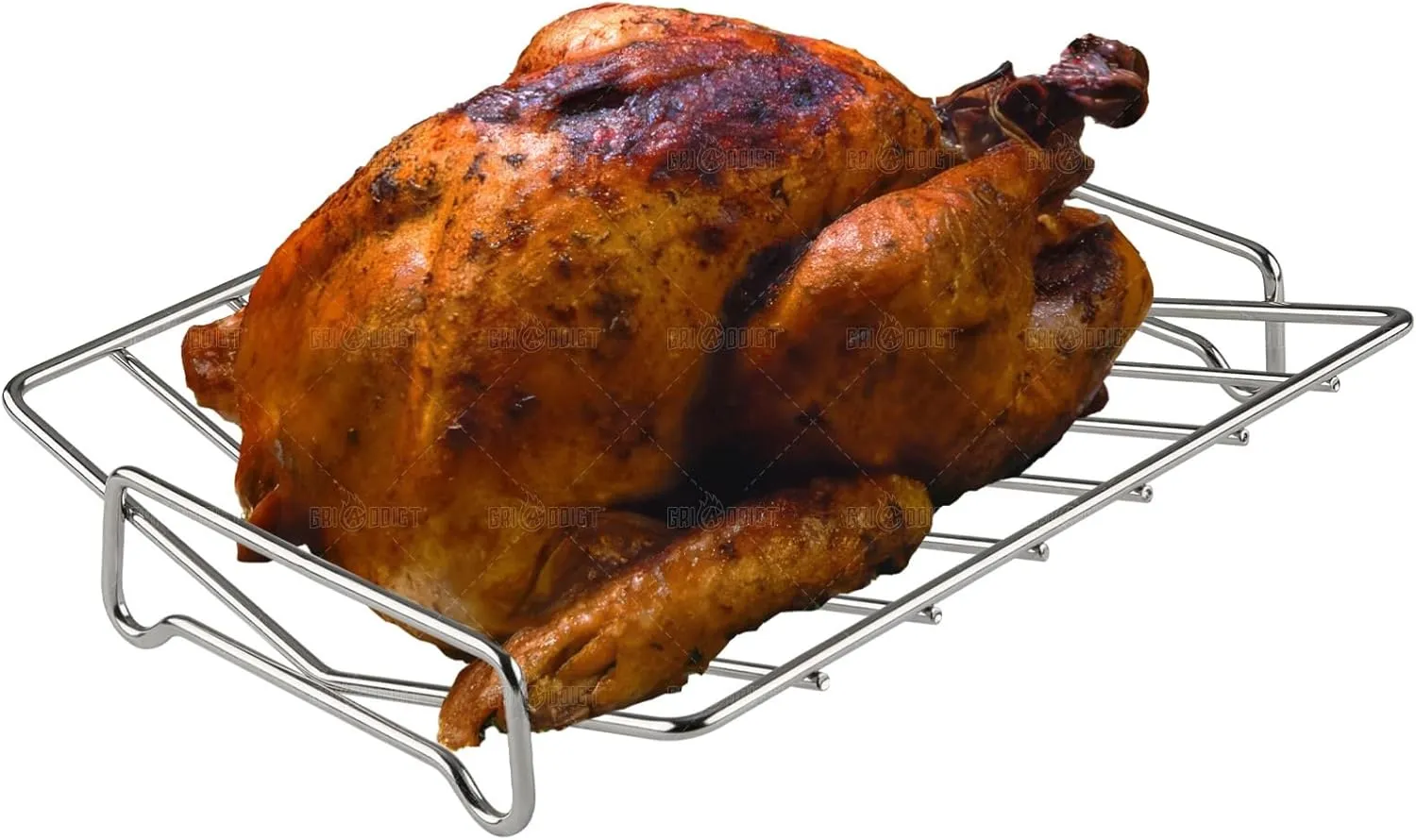 Stainless Steel Turkey Roasting Rack, V-shaped Racks for Smoking and Broiling Chicken, Bird, and Pork Tenderloin. Nonstick Cooking Rack for Roasting Pan. Kamado, Smoker, BGE Accessories, 13×10"