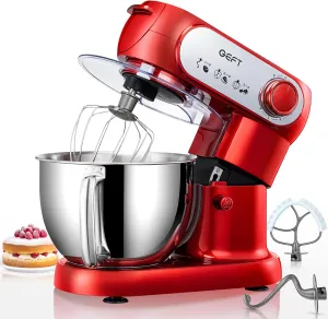 Stand Mixer, 6 QT 600W Tilt-Head Dough Mixer, 6 P speed Mixers Kitchen Electric Stand Mixer with Stainless Steel Bowl, Dishwasher-Safe Dough Hook, Flat Beater, Wire Whisk, Splash Guard, Red